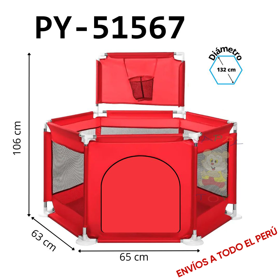 CORRAL HEXAGONAL CON BASQUET 123 X 106 CM