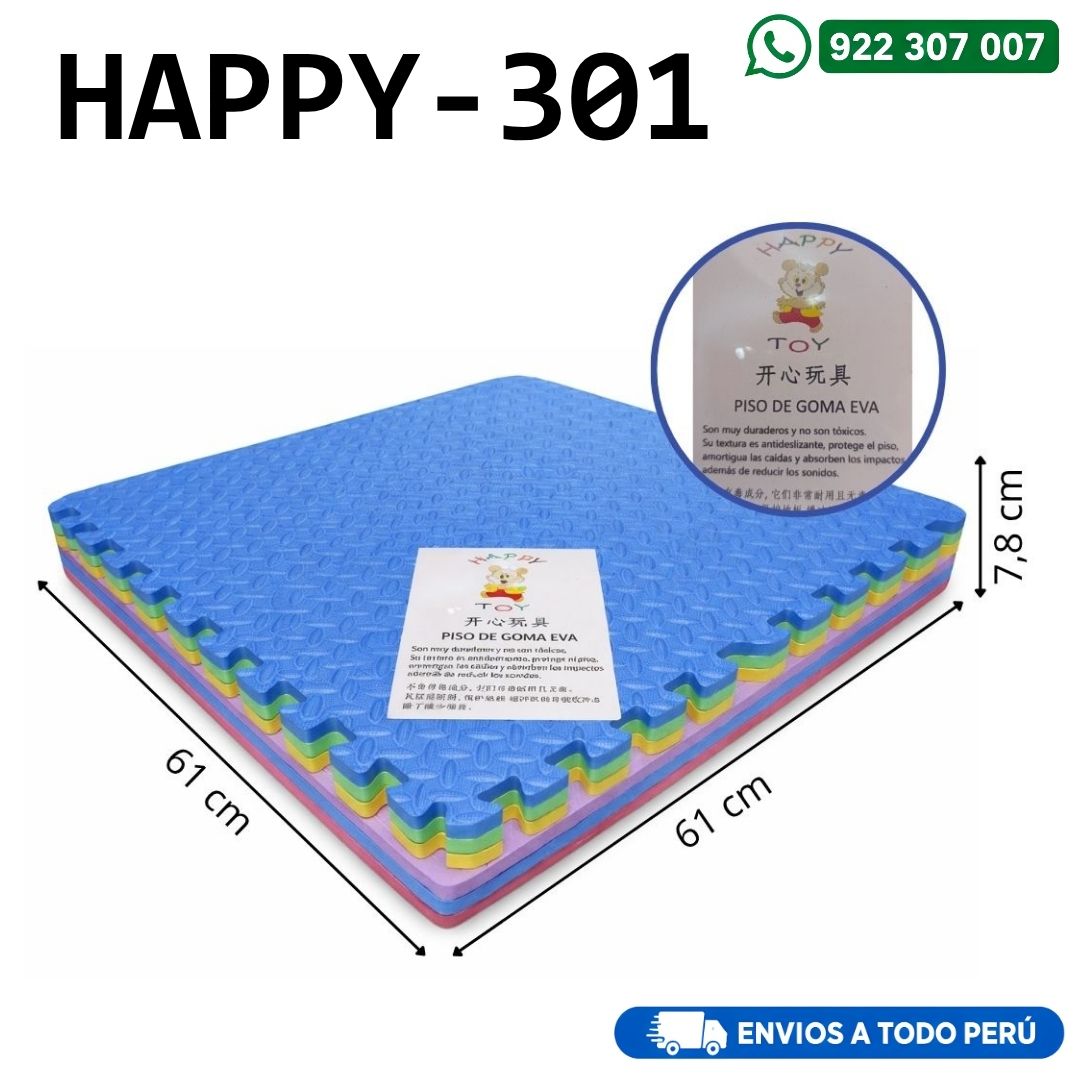 PISO GOMA EVA POR 6 PIEZAS 61 X 61 X 1.3 CM