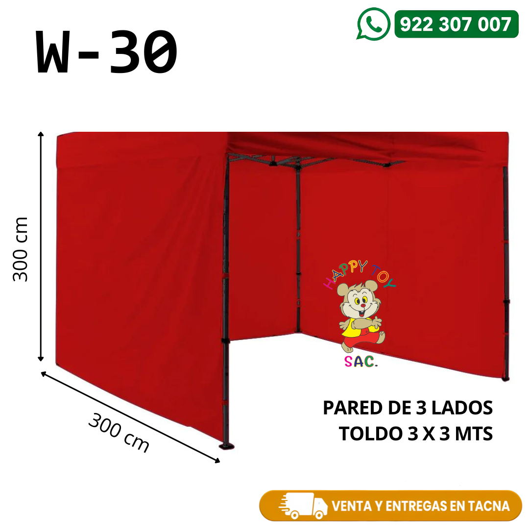 REPUESTO PARED TOLDO DE 3 X3 MTS - 3 LADOS