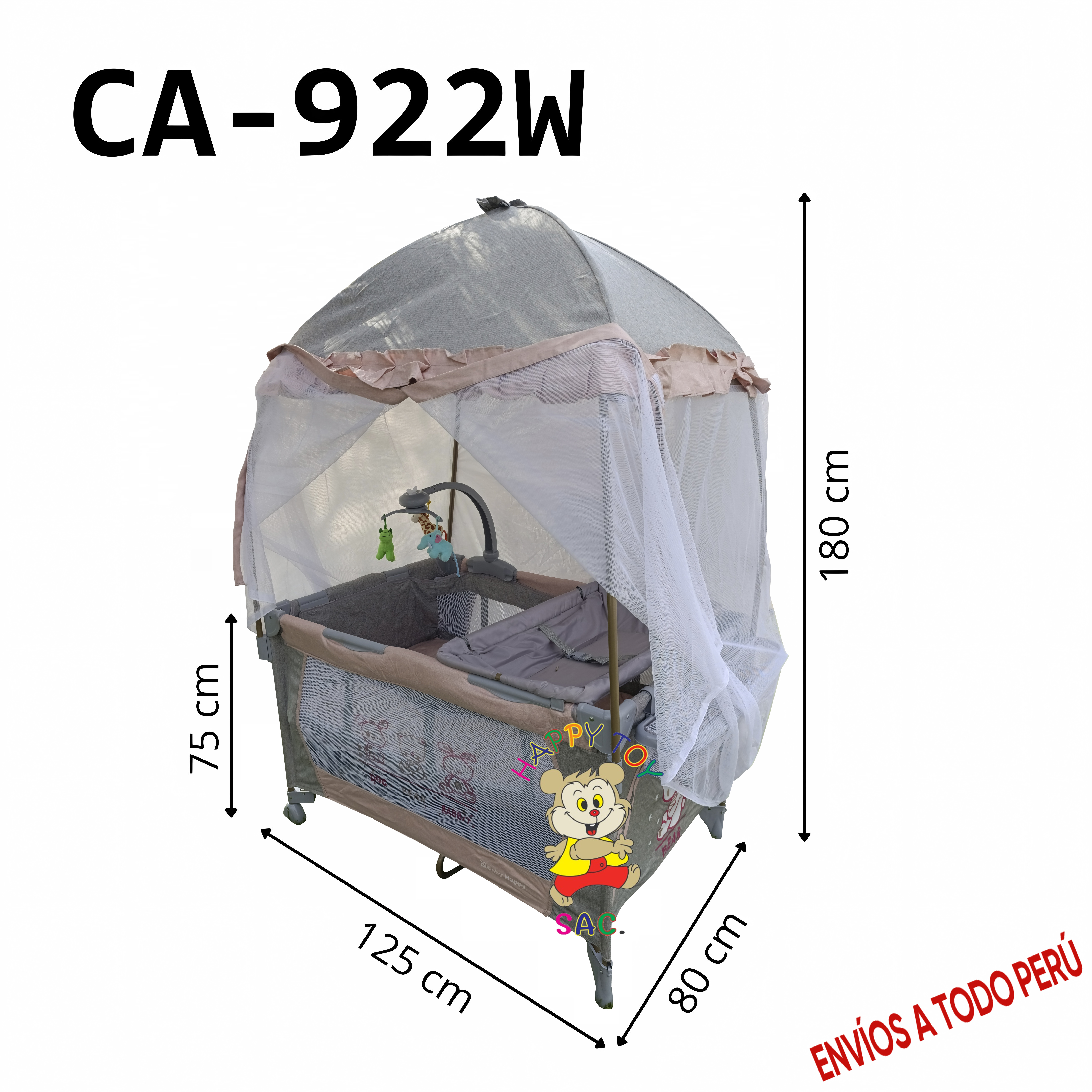 CUNA CORRAL Y MECEDORA 80 X 125 X 180 CM