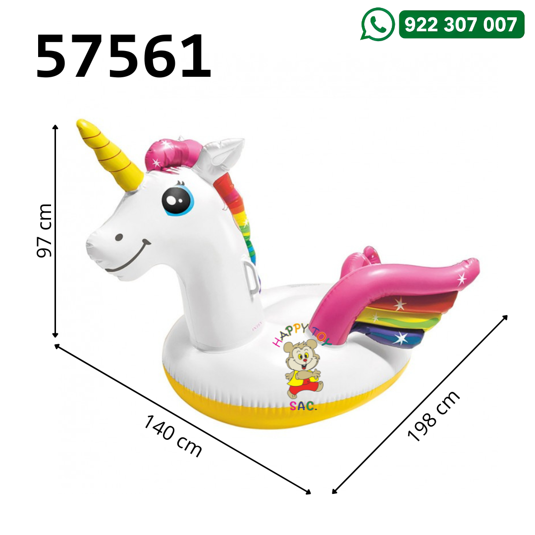 FLOTADOR UNICORNIO CON ASA 140 X 198 X 97 CM INTEX