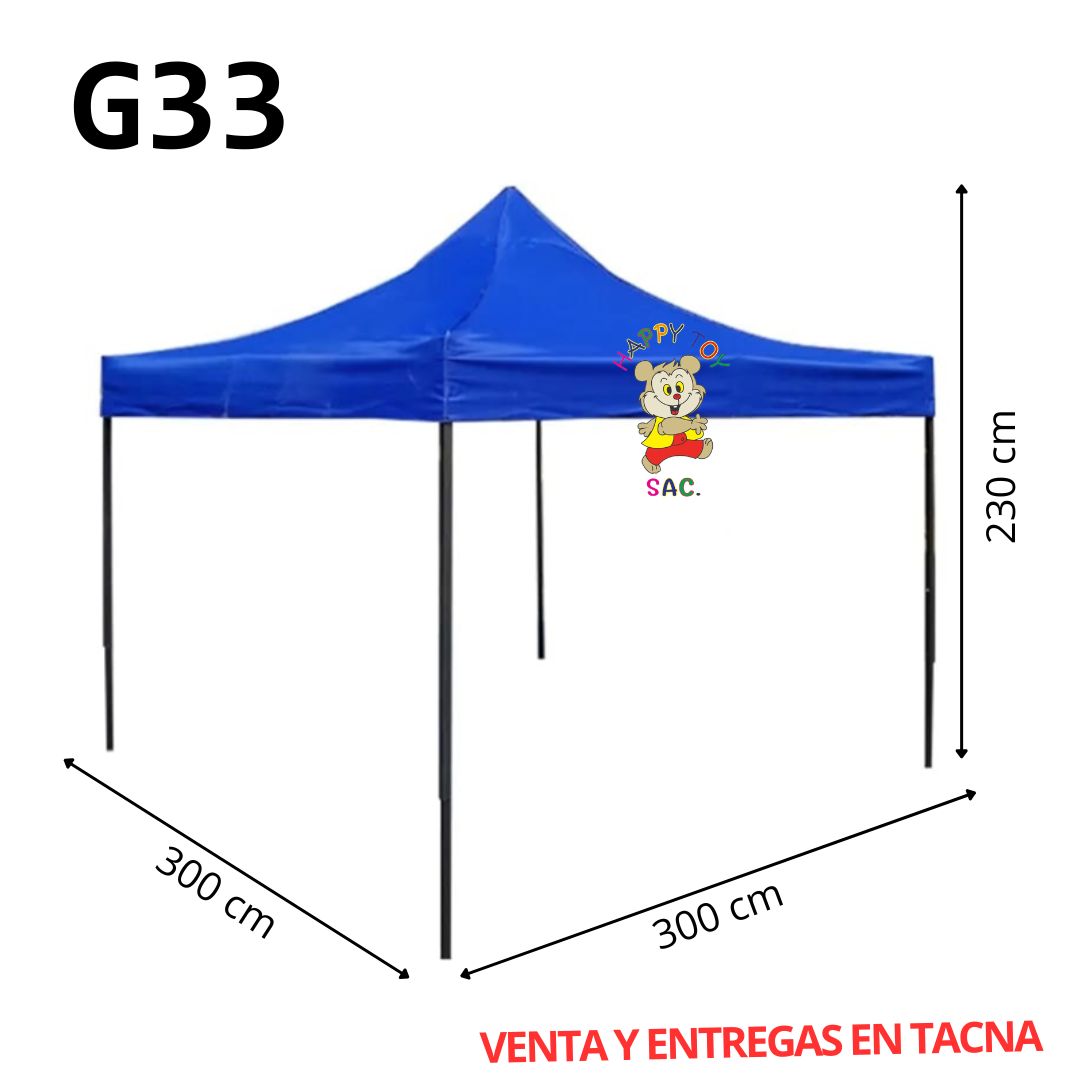 TOLDO 3 X 3 MTS - 15 KG FIERRO NEGRO CUADRADO